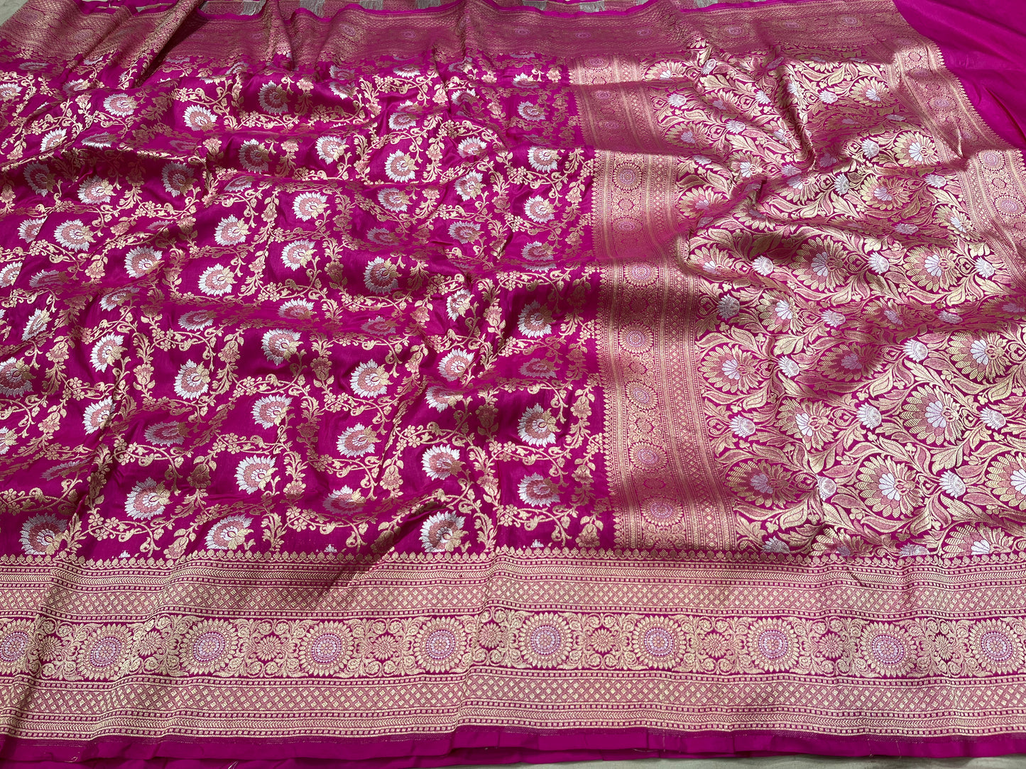 Rani pink soona ropa pure silk saree