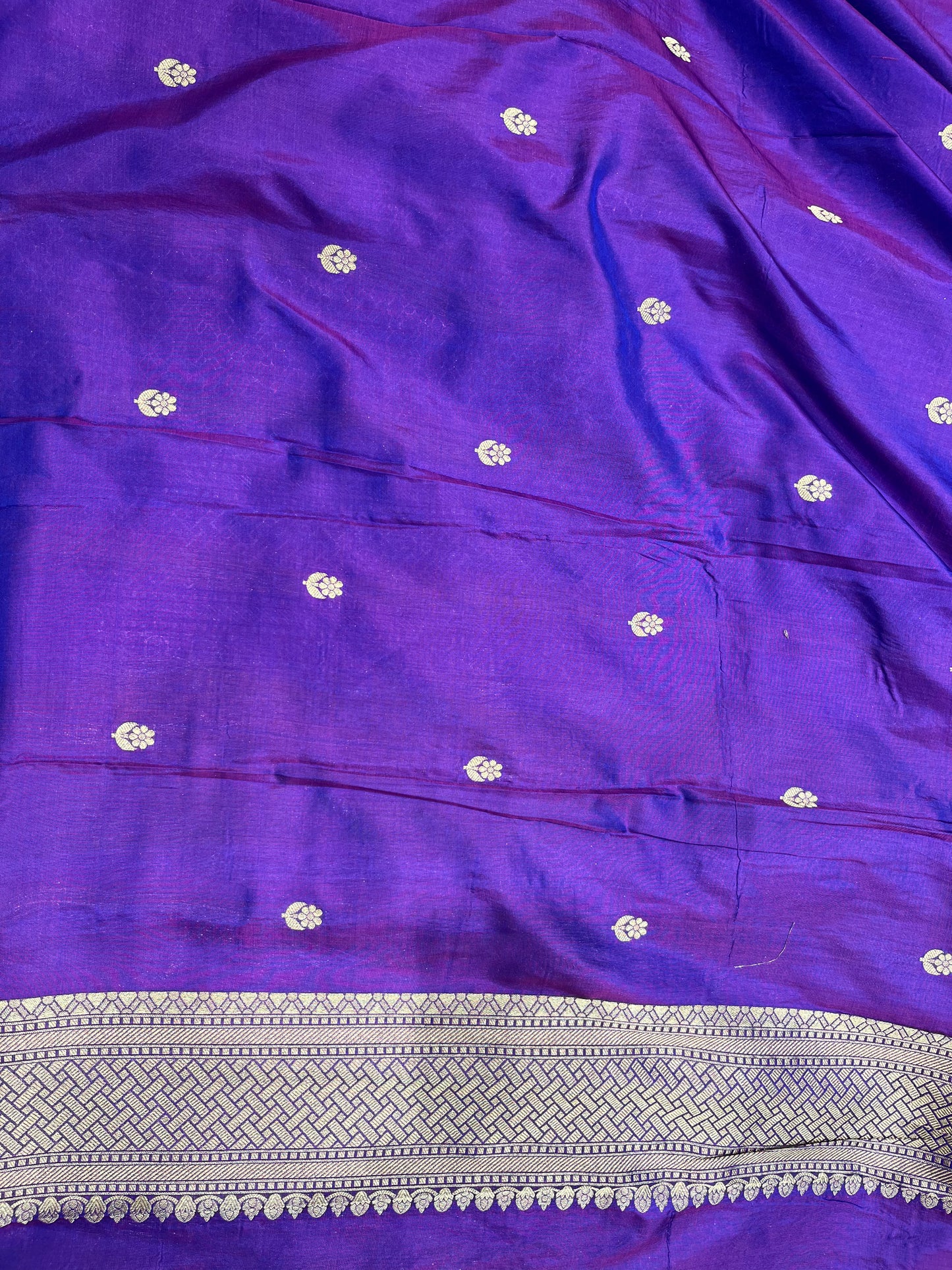 Purple pure silk meenakari saree