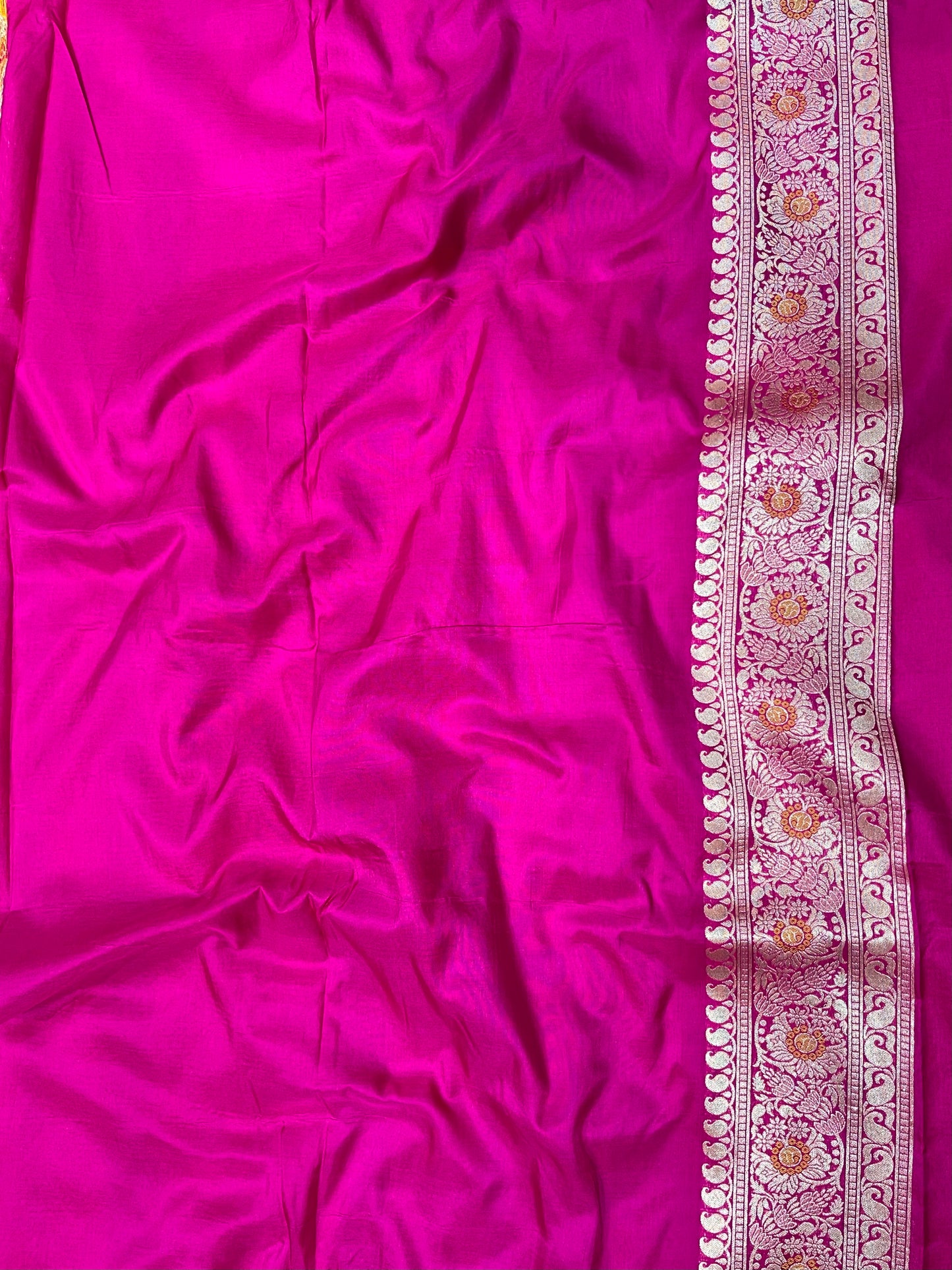 Rani pink banarasi silk meenakari saree