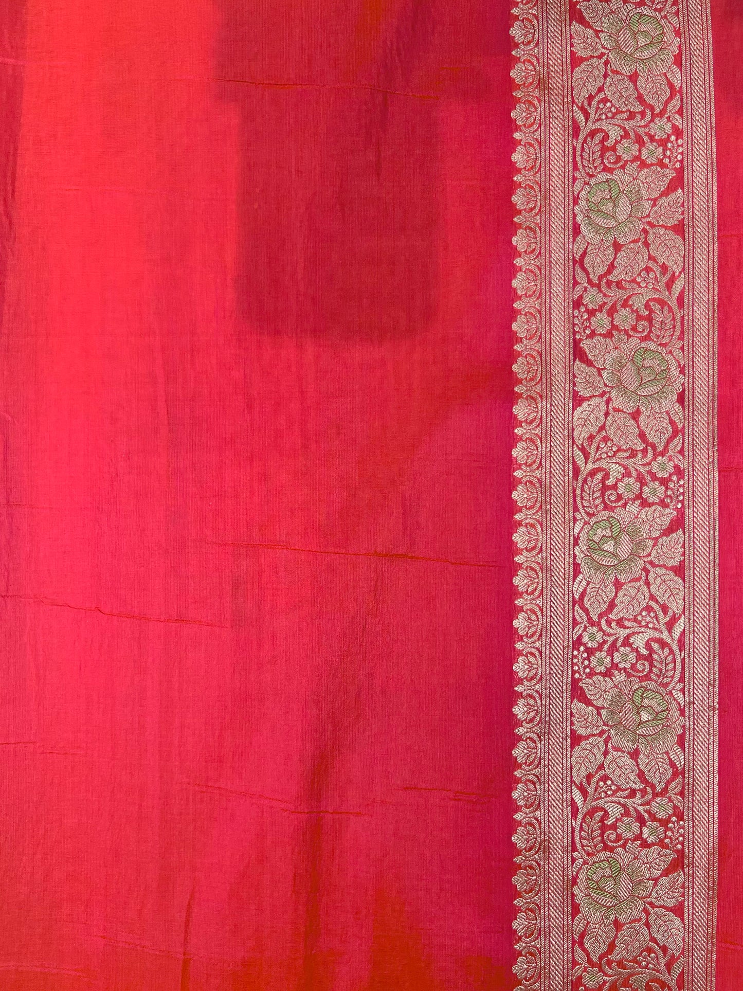 Pinkish Orange pure silk saree