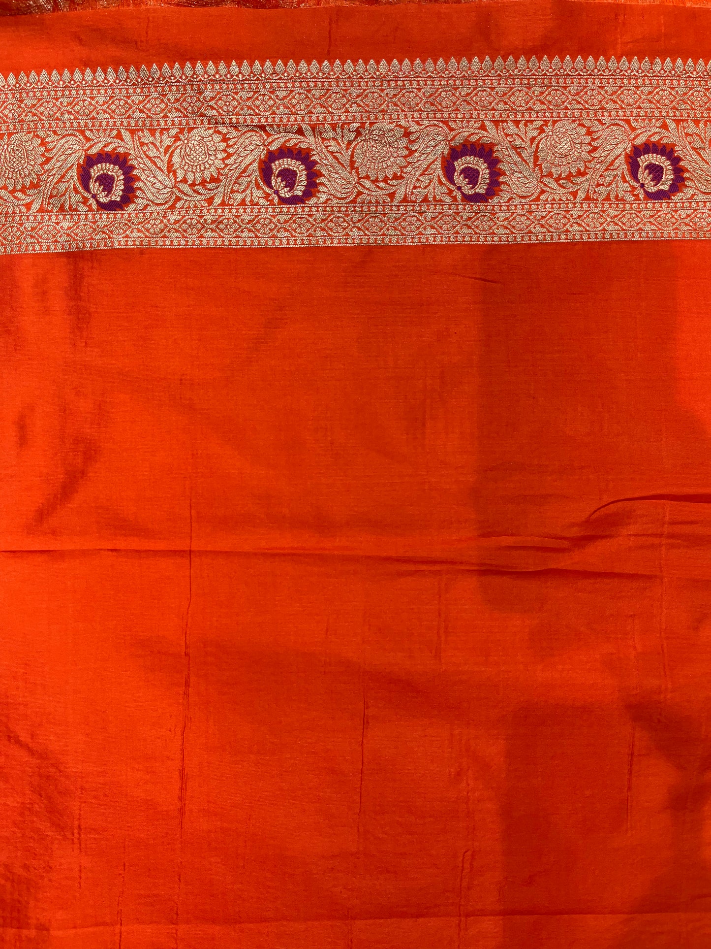 Orange pure silk saree