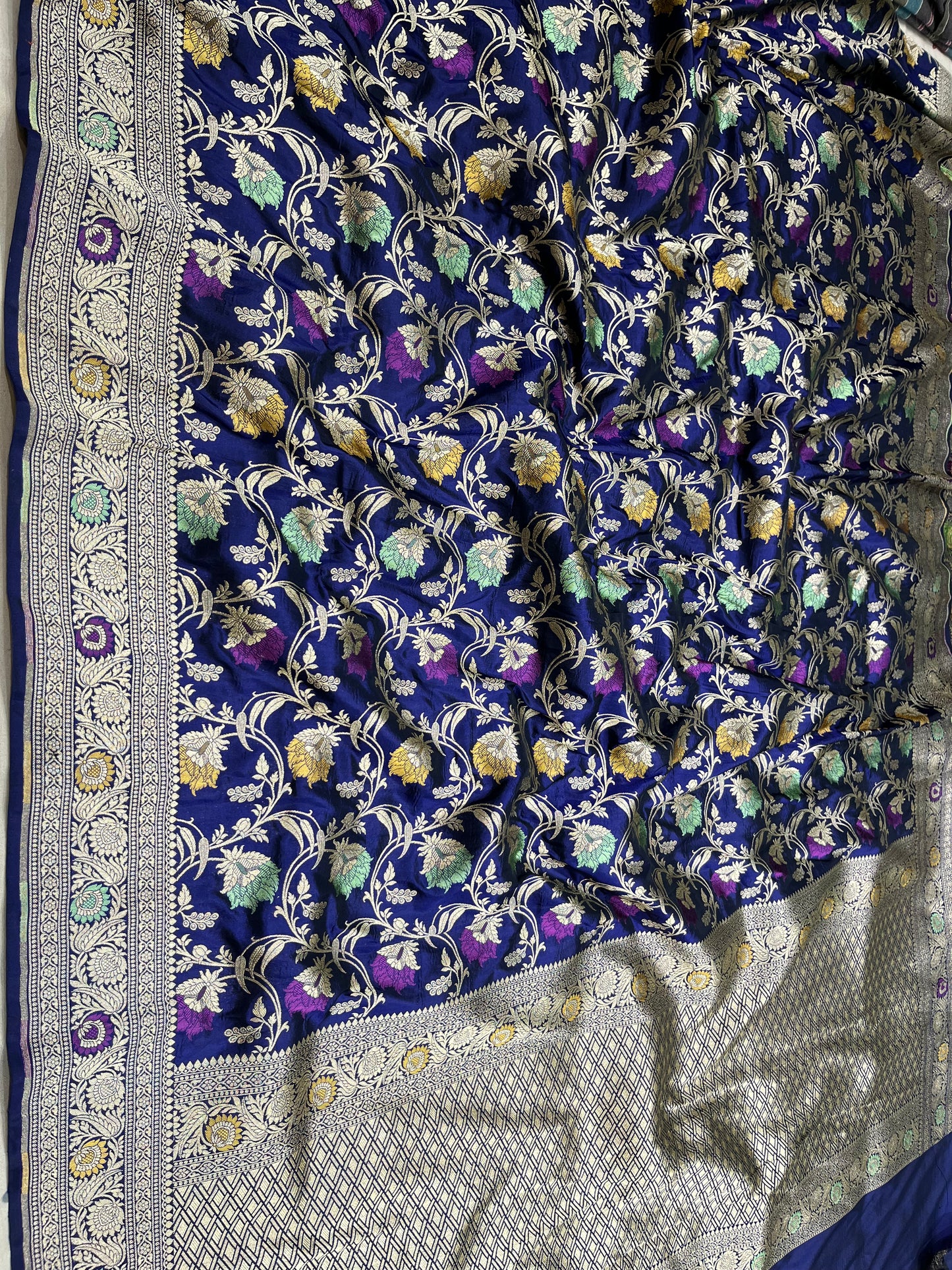 Nevy blue pure silk saree