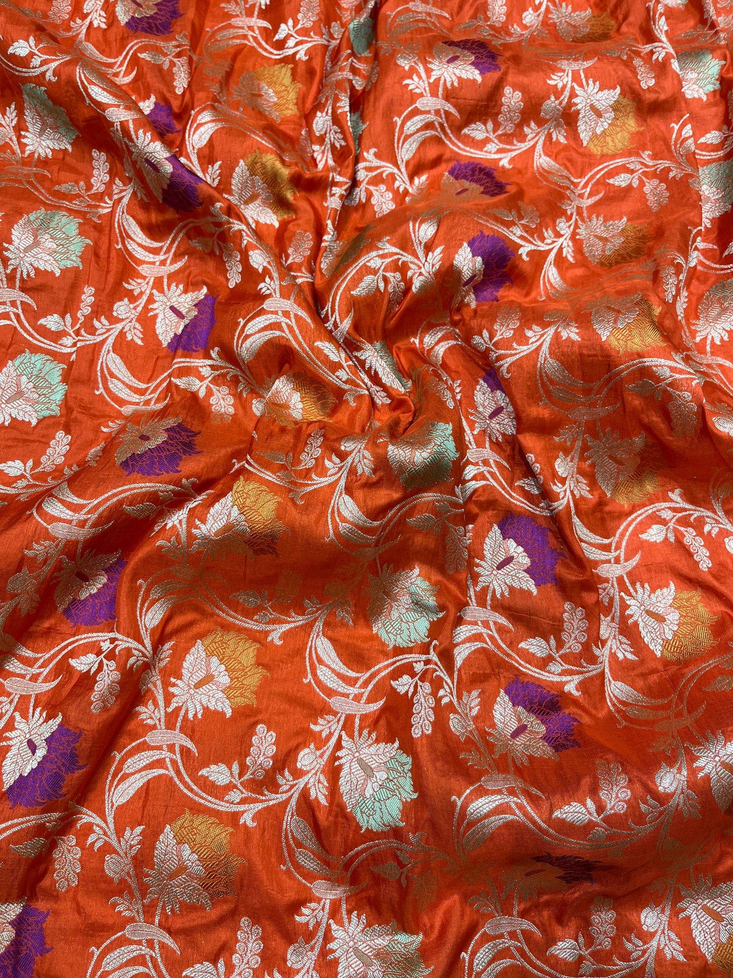 Orange pure silk saree