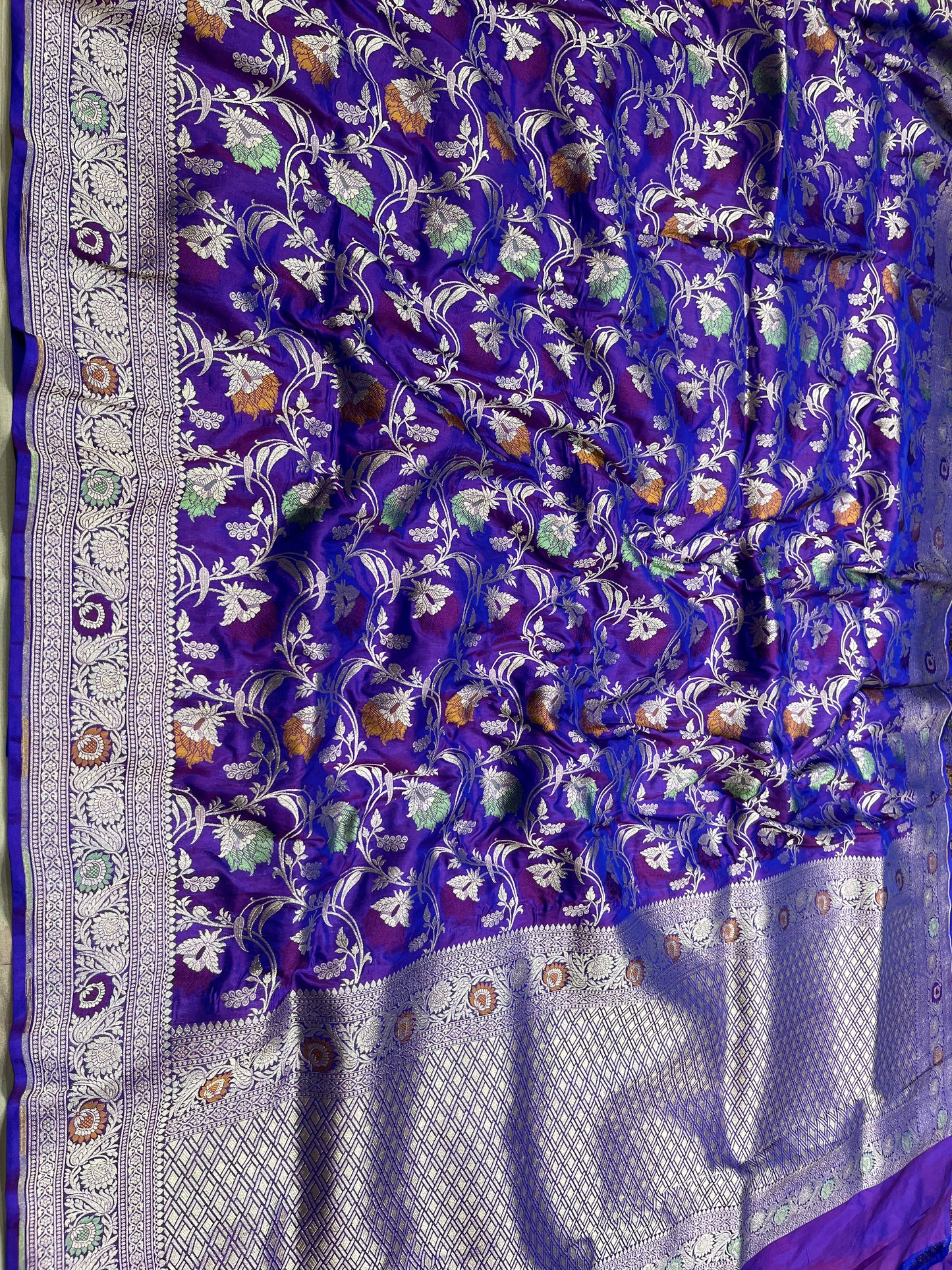 Purple banarasi meenakari pure silk saree