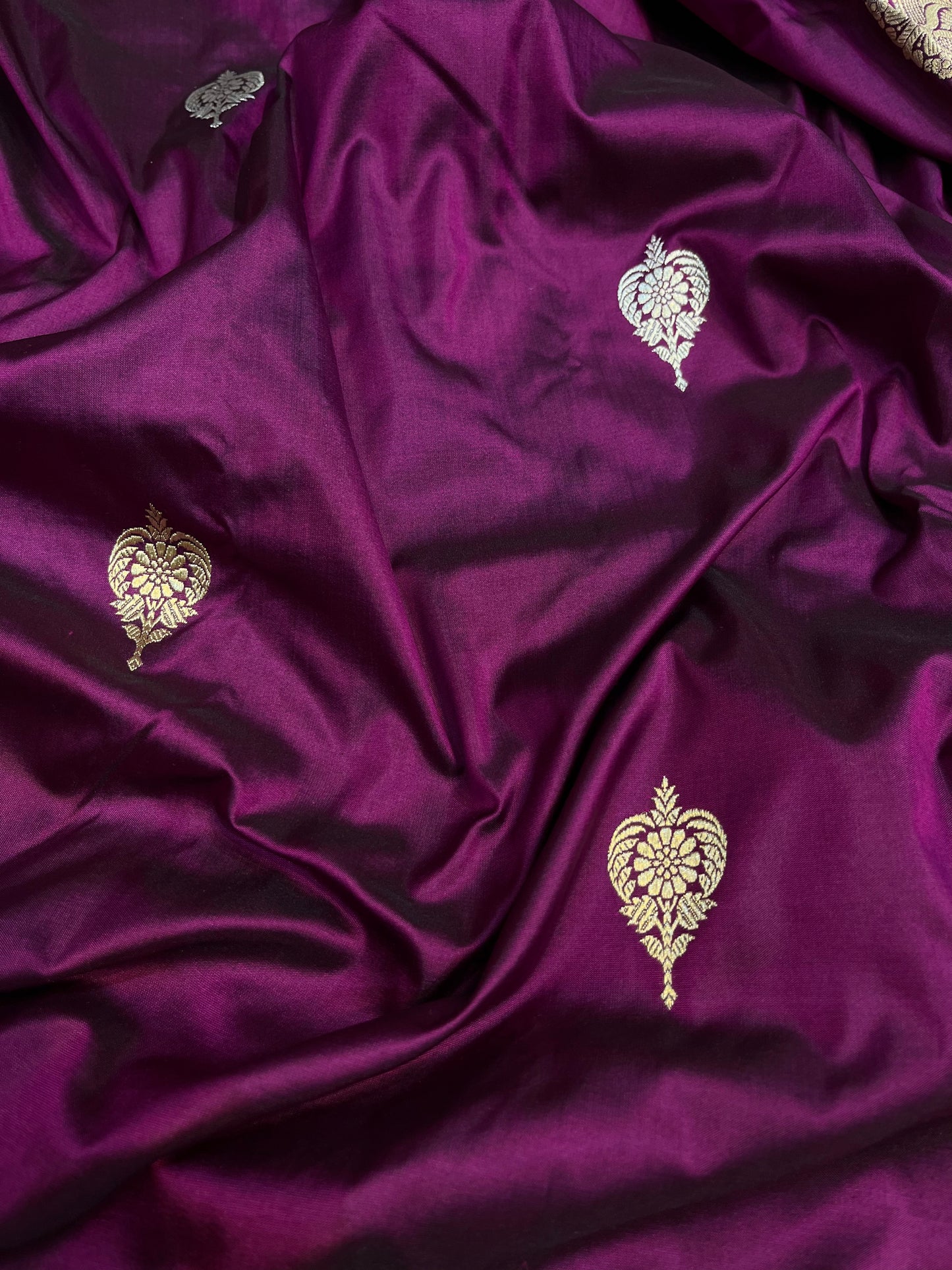 Wine Handwoven Pure Katan Silk Saree