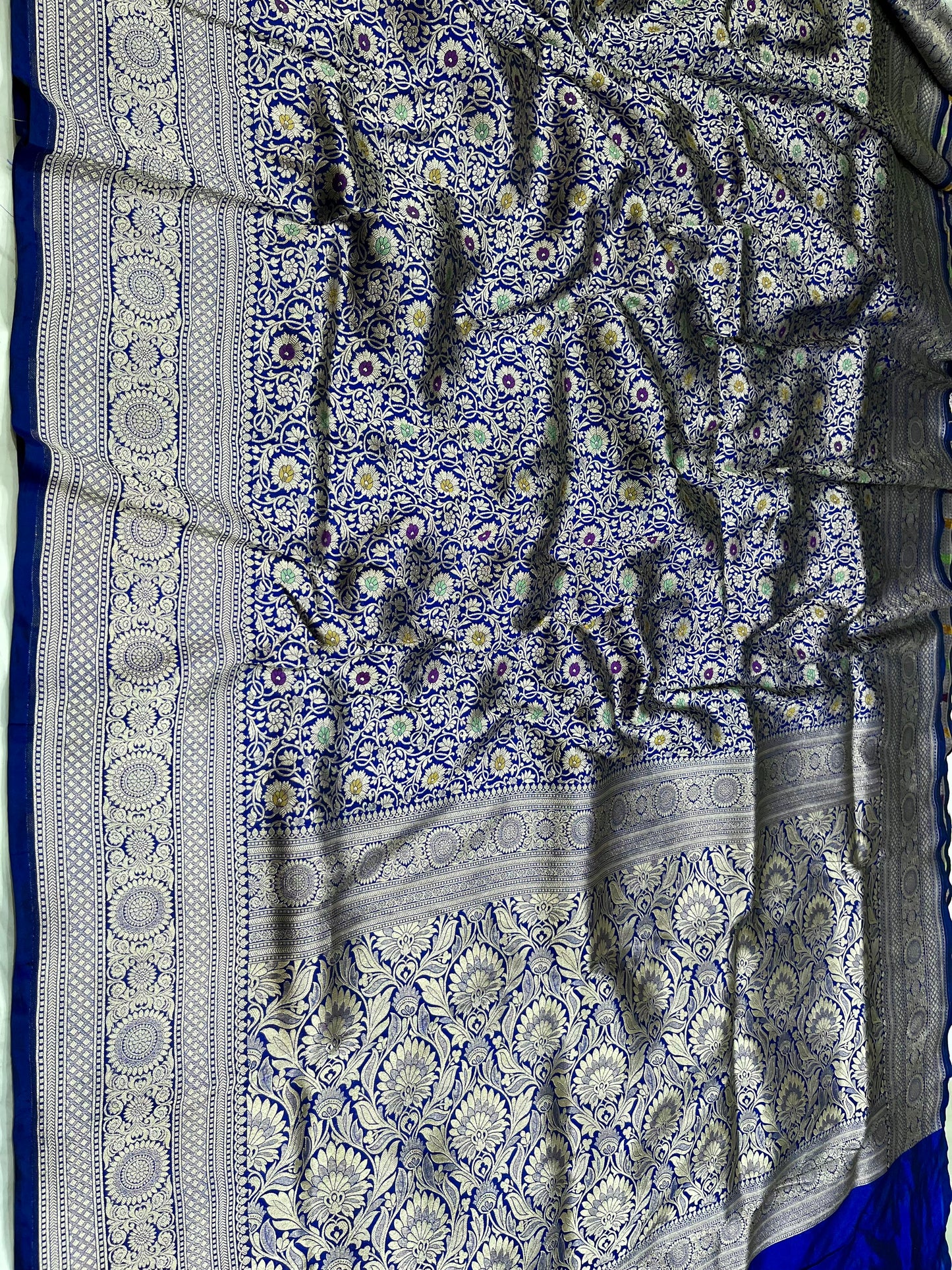 Blue Brocade banarasi pure silk saree