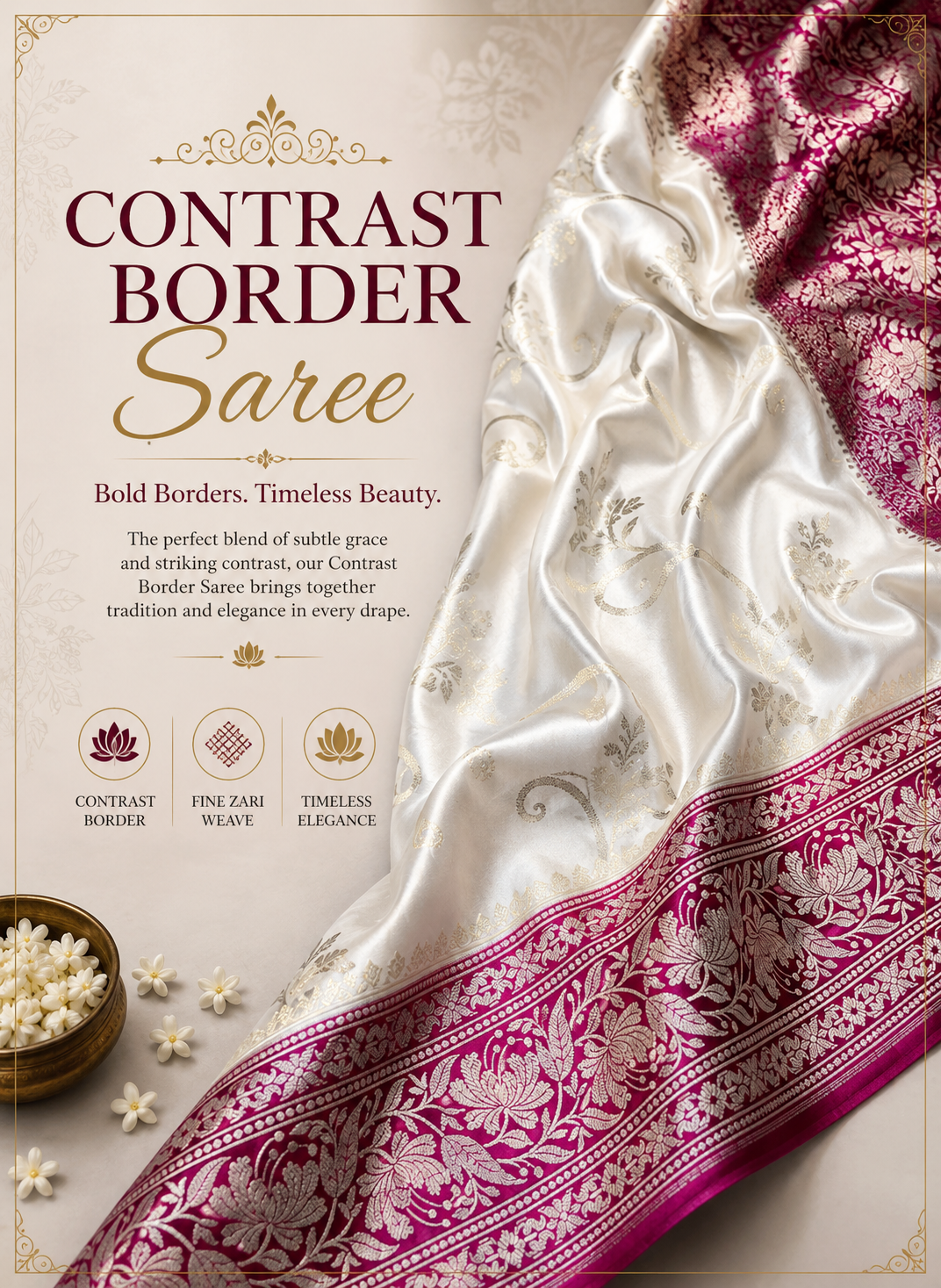 Contrast Border Saree