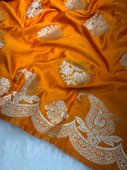Haldi Wear Yellow Banarasi Soft Mashru Katan Silk Saree