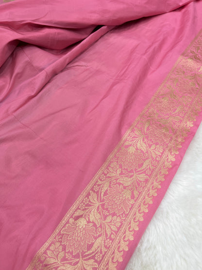 Wedding Wear Petal Pink Handwoven Banarasi Pure Katan Silk Meenakari Saree