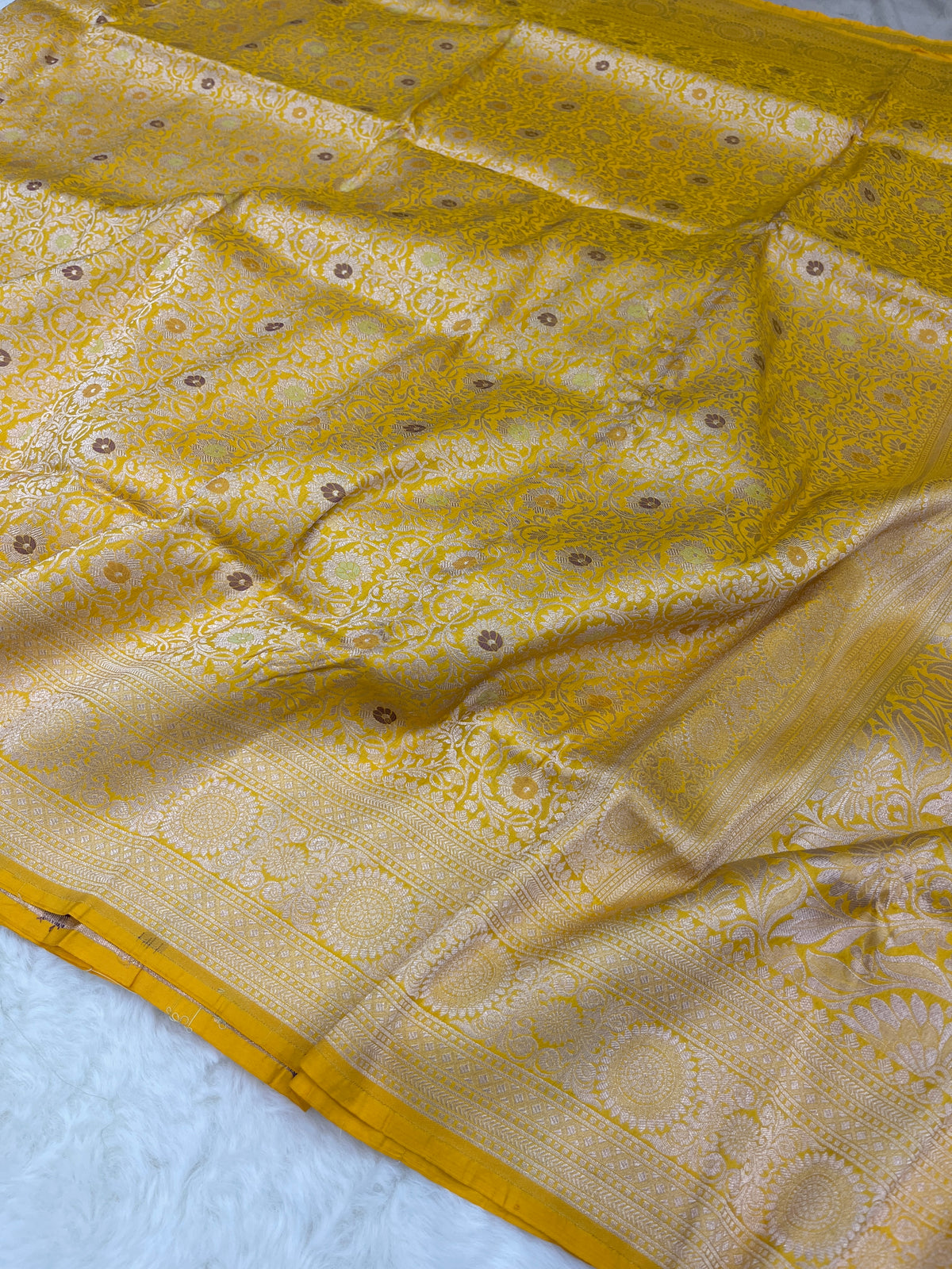 Yellow Handwoven Banarasi Pure Katan Silk Brocade Saree