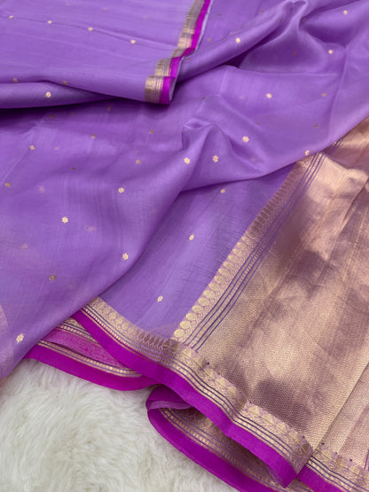 Light Purple Banarasi Pure Kora Organza Silk Saree