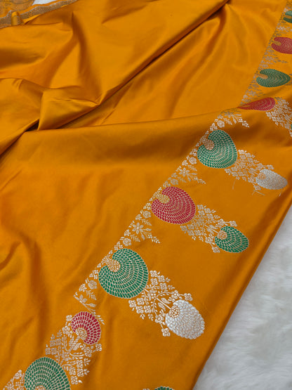 Radiant Haldi Wear Sunlit Yellow Banarasi Mashru Silk Meenakari Saree