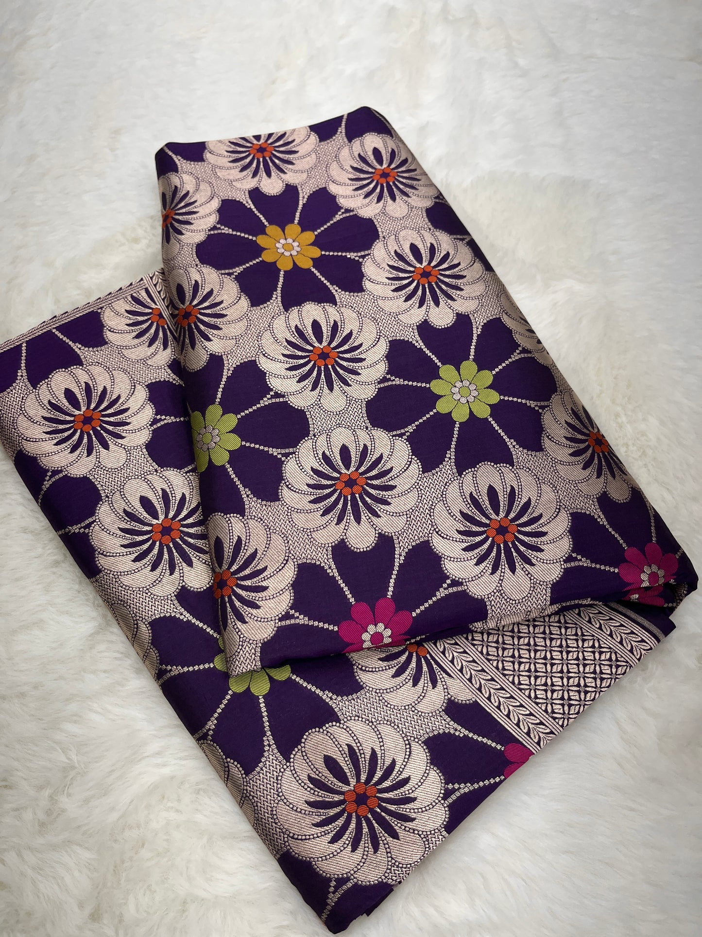 Cocktail Wear Dark Purple Royal Amethyst Handwoven Banarasi Pure Katan Silk Meenakari Saree