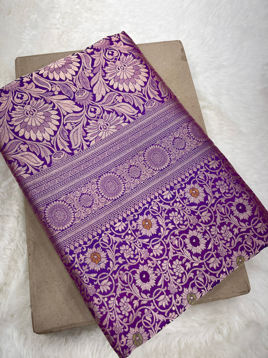 Purple Handwoven Banarasi Pure Katan Silk Brocade Saree
