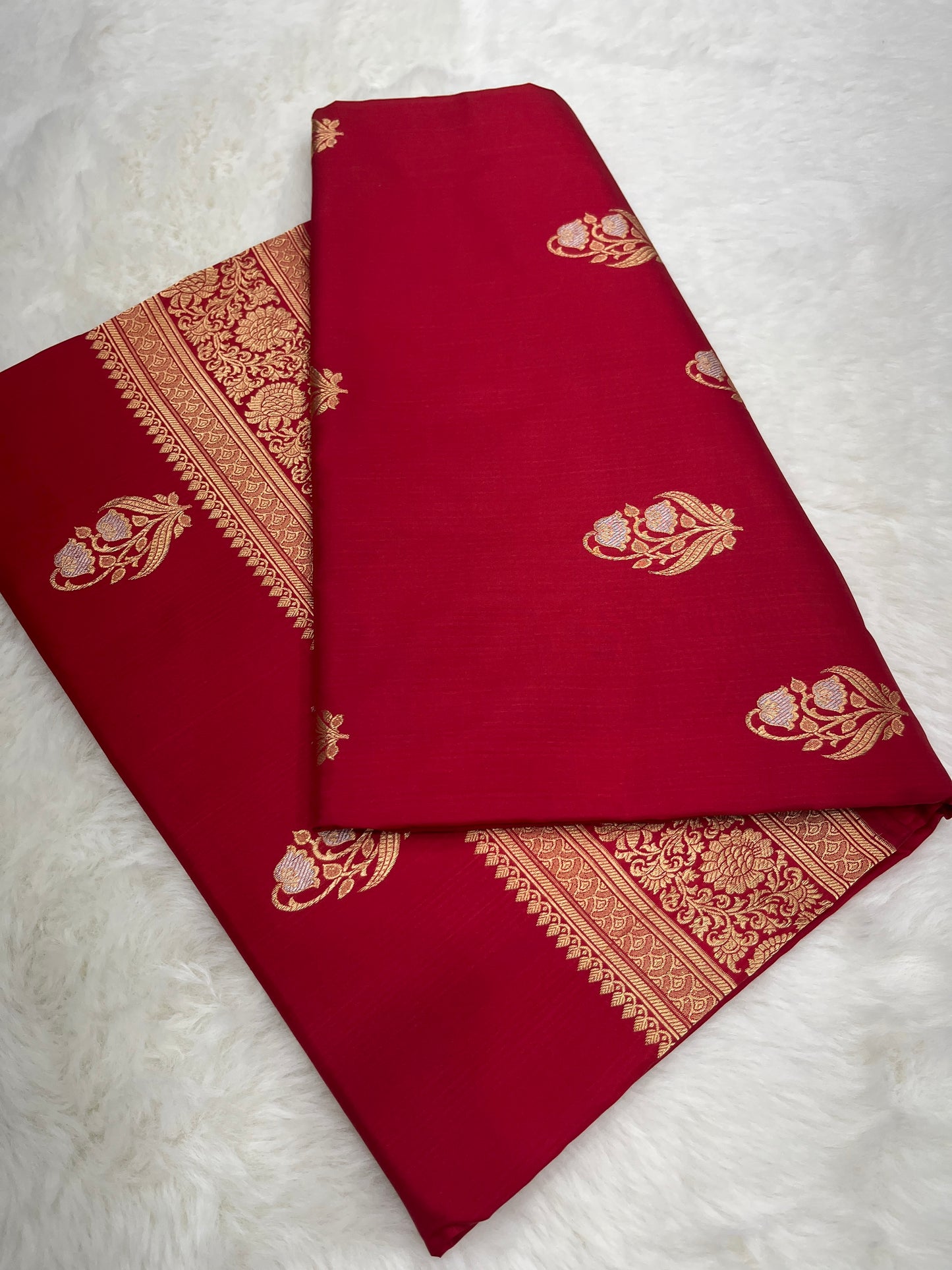 Crimson Red Banarasi Meenakari Bootidar Saree Handcrafted Kadua Weave Bridal Wear
