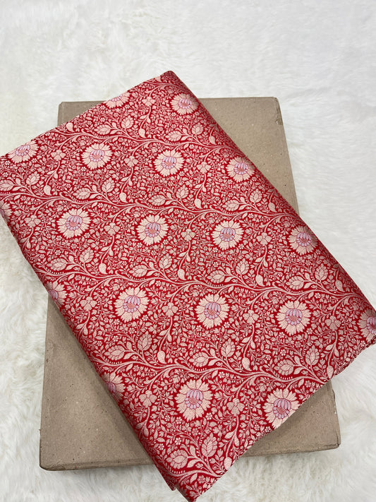Red Handwoven Banarasi Pure Katan Silk Meenakari Brocade Saree