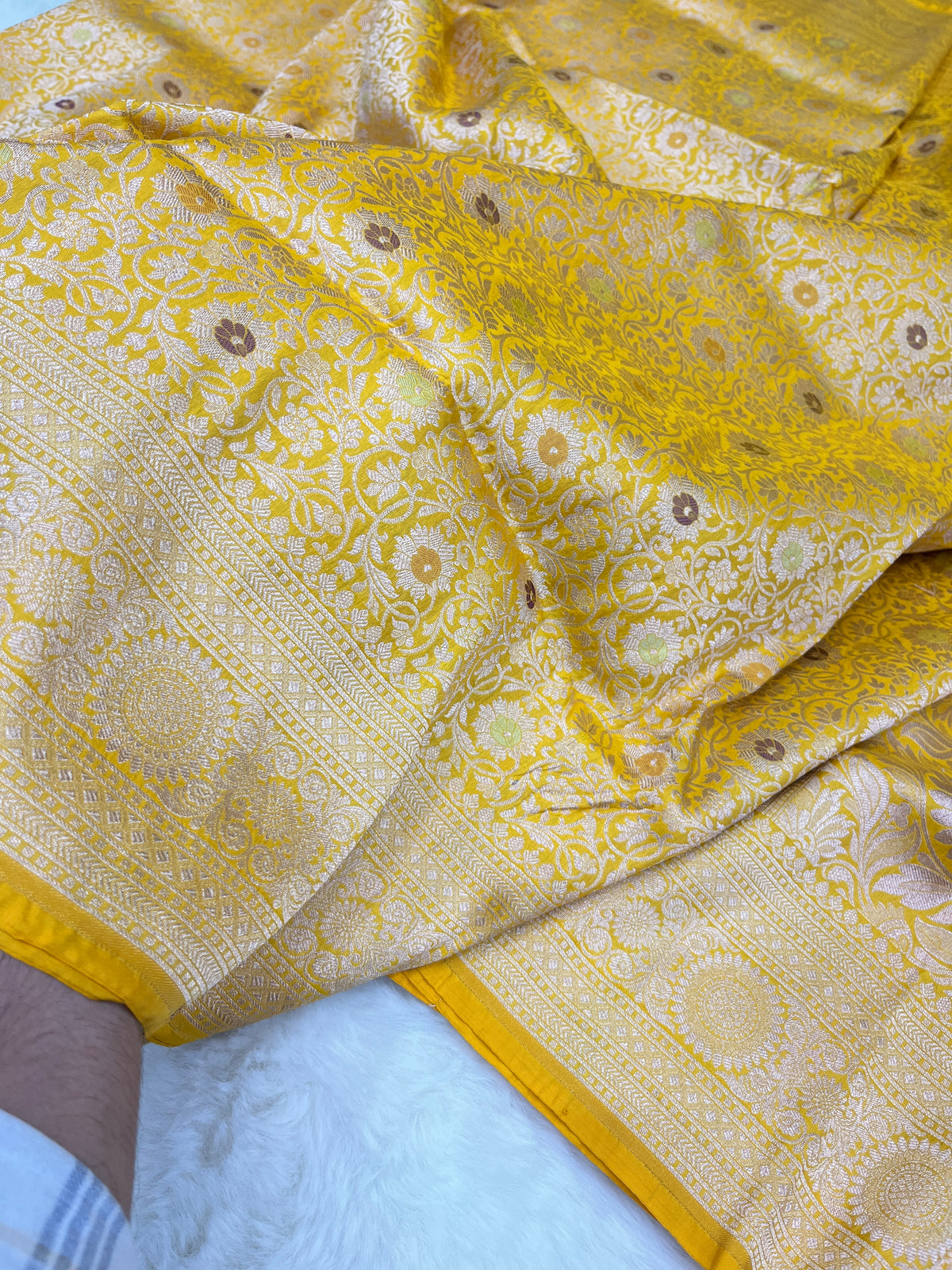 Yellow Handwoven Banarasi Pure Katan Silk Brocade Saree