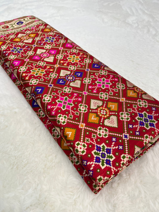 Handwoven Banarasi Red Pure Katan Patola Silk Bridal Saree