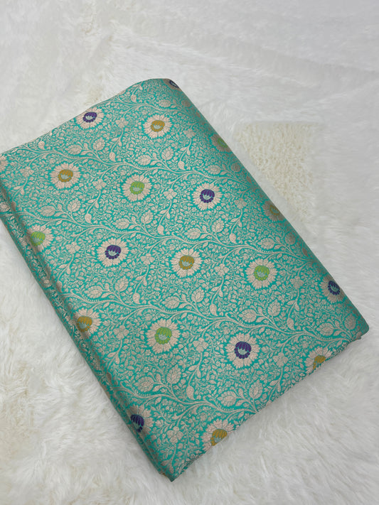 Sea Green Handwoven Banarasi Pure Katan Silk Brocade Saree