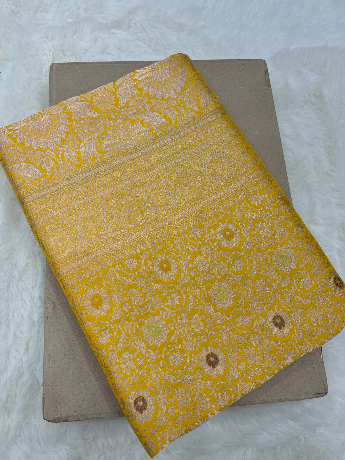 Yellow Handwoven Banarasi Pure Katan Silk Brocade Saree