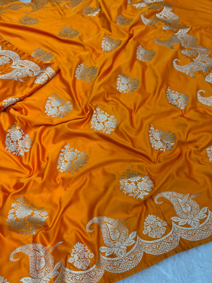 Haldi Wear Yellow Banarasi Soft Mashru Katan Silk Saree