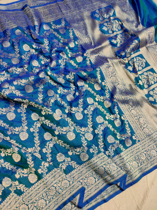 Banarasi Pure Katan Silk Saree with Sona Roopa Zari Weaving