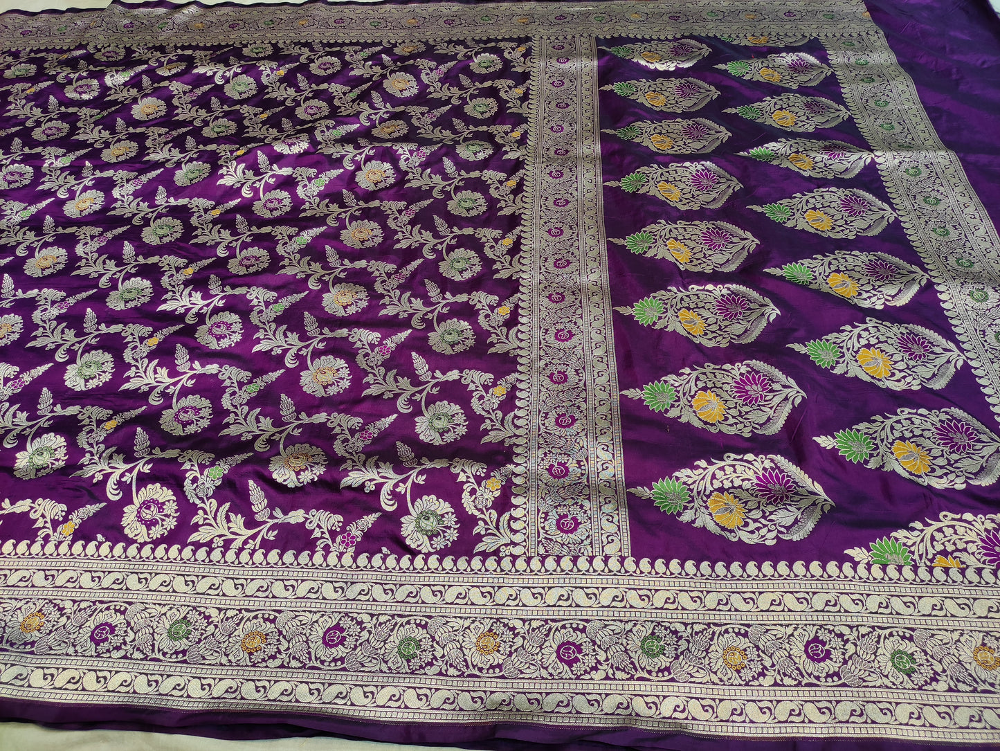 Deep Purple Handwoven Banarasi Pure Katan Silk Meenakari Saree