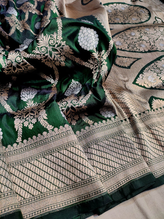 Green banarasi silk saree