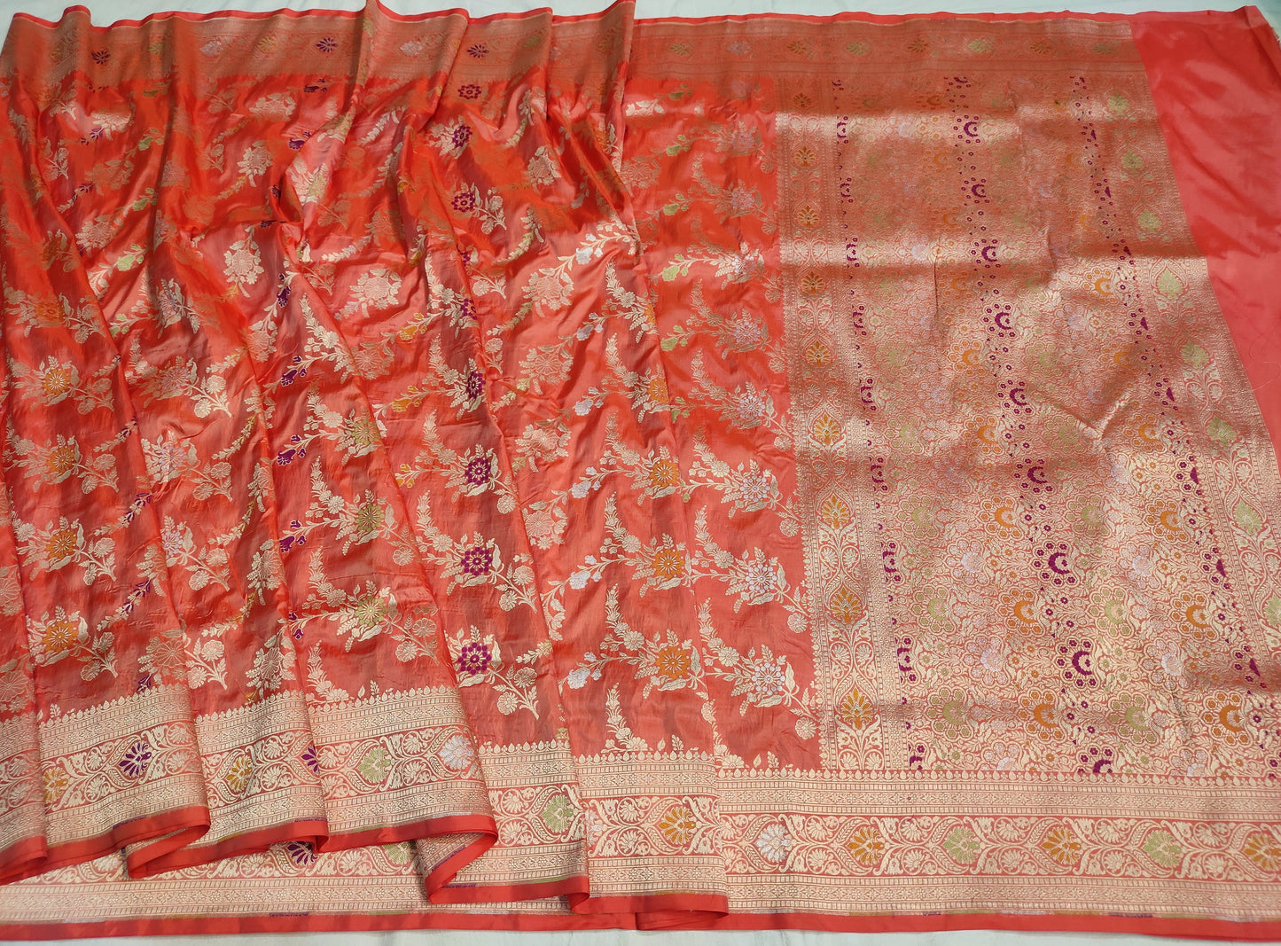 Authentic Handwoven Banarasi Pure Katan Silk Meenakari Saree