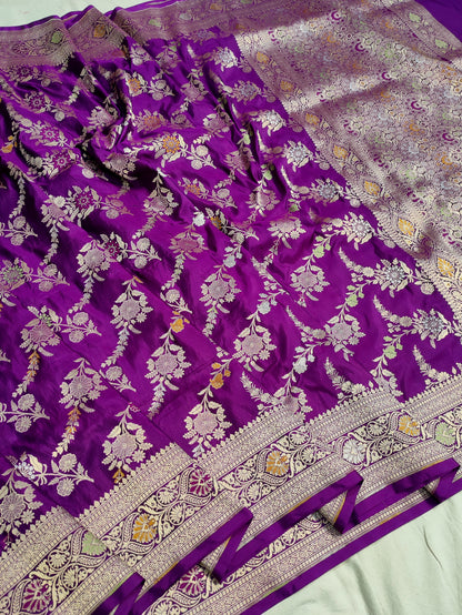 Premium Pure Katan Silk Enhanced with Intricate Meenakari Jangla Detailing