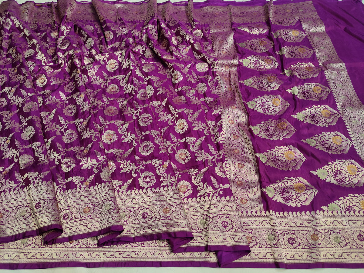 Luxurious Pure Katan Silk Meenakari Work for an Exquisite Heirloom Worthy Look