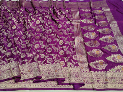 Luxurious Pure Katan Silk Meenakari Work for an Exquisite Heirloom Worthy Look