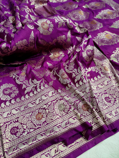 Luxurious Pure Katan Silk Meenakari Work for an Exquisite Heirloom Worthy Look
