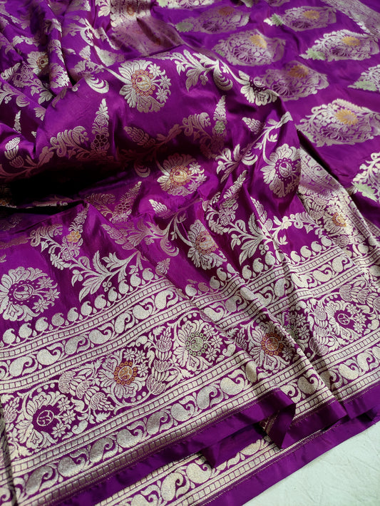 Luxurious Pure Katan Silk Meenakari Work for an Exquisite Heirloom Worthy Look