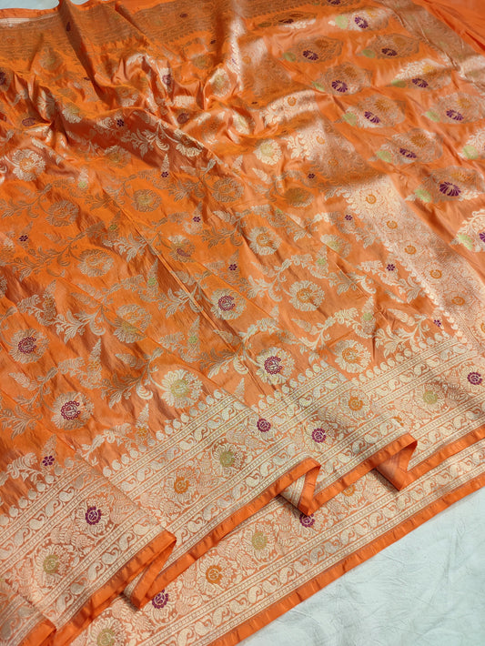 Banarasi Pure Katan Silk Meenakari Artistry Saree for Worthy Look