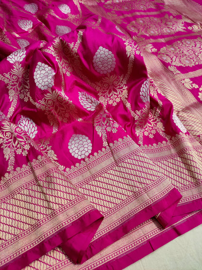 Gulabi Handwoven Banarasi Pure Katan Silk Meenakari Saree
