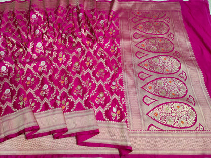 Handwoven Banarasi Pure Katan Silk Meenakari Bridal Saree