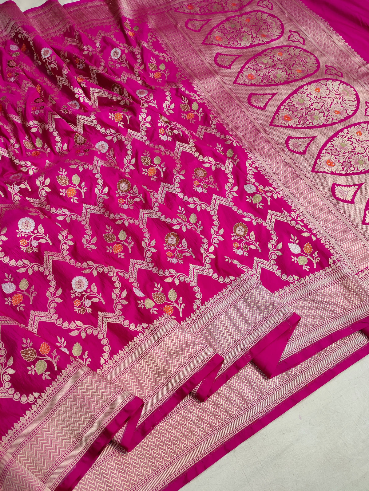 Handwoven Banarasi Pure Katan Silk Meenakari Bridal Saree