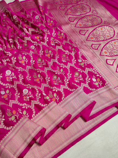 Handwoven Banarasi Pure Katan Silk Meenakari Bridal Saree