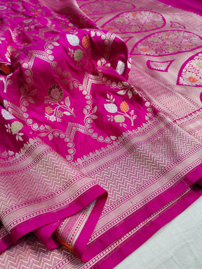 Handwoven Banarasi Pure Katan Silk Meenakari Bridal Saree