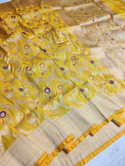 Haldi Utsav Handwoven Banarasi Pure Katan Silk Meenakari Saree