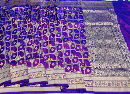 Dual Tone Handwoven Banarasi Pure Katan Silk Meenakari Saree
