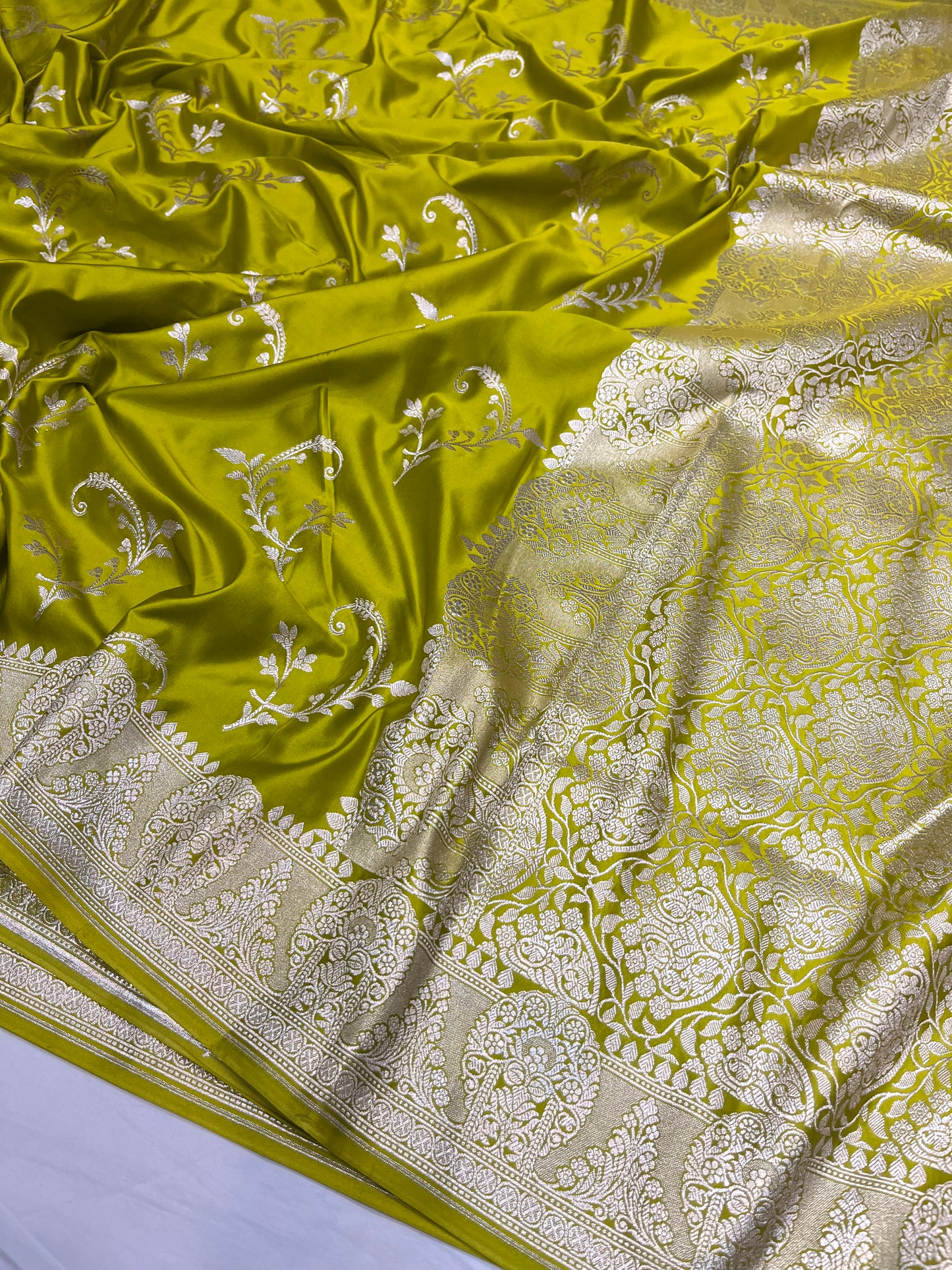 Olive Green Banarasi Mashru Silk