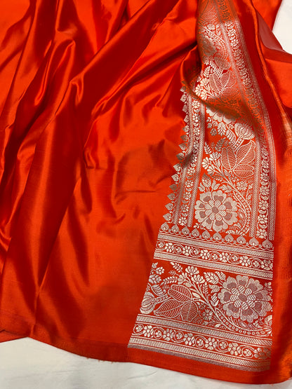 Orange Buta Mashru Silk Saree
