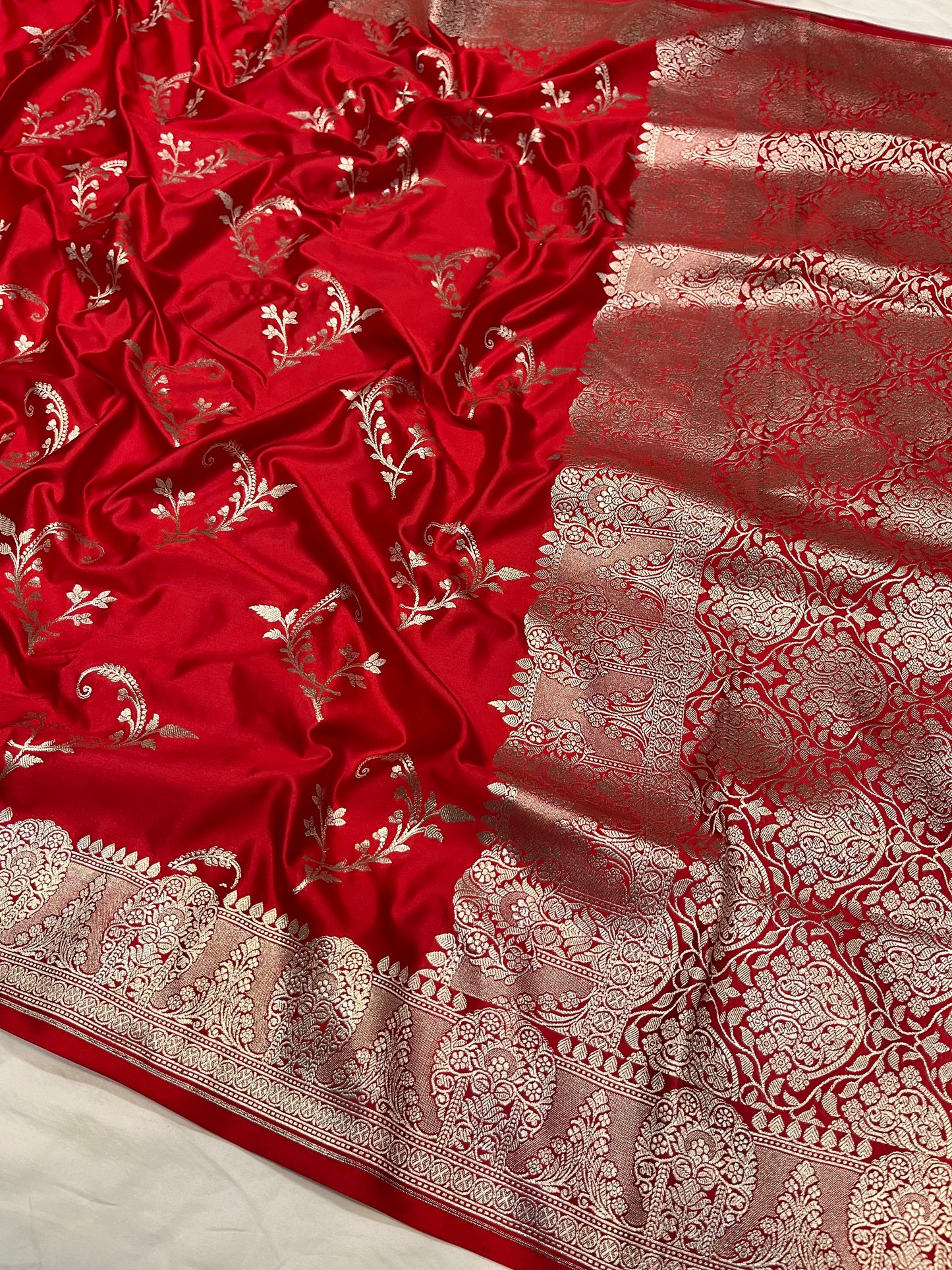 Red banarasi mashru silk