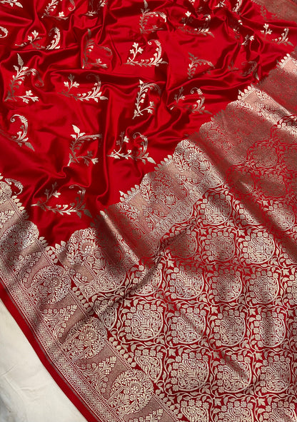 Red banarasi mashru silk