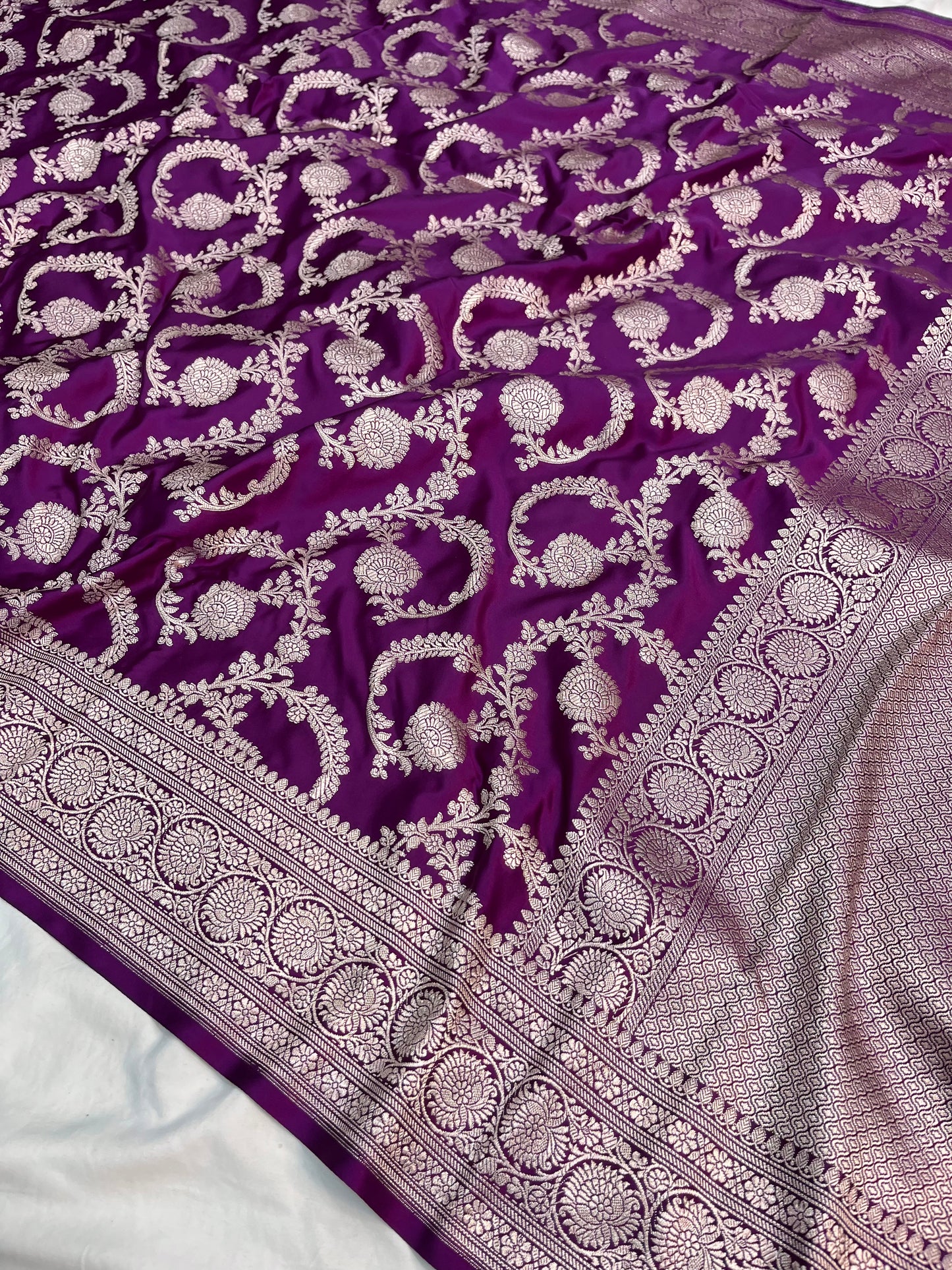 Purple Banarasi Floral Jaal Mashru Silk Saree
