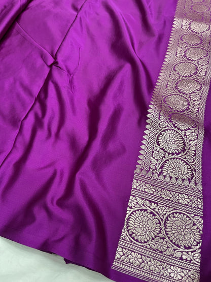Purple Banarasi Floral Jaal Mashru Silk Saree