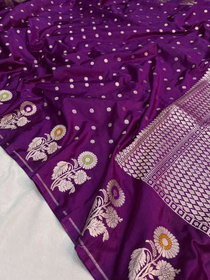 Purple Banarasi Butti Mashru Silk Saree MSM02