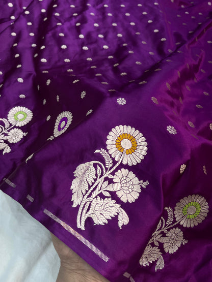 Purple Banarasi Butti Mashru Silk Saree MSM02